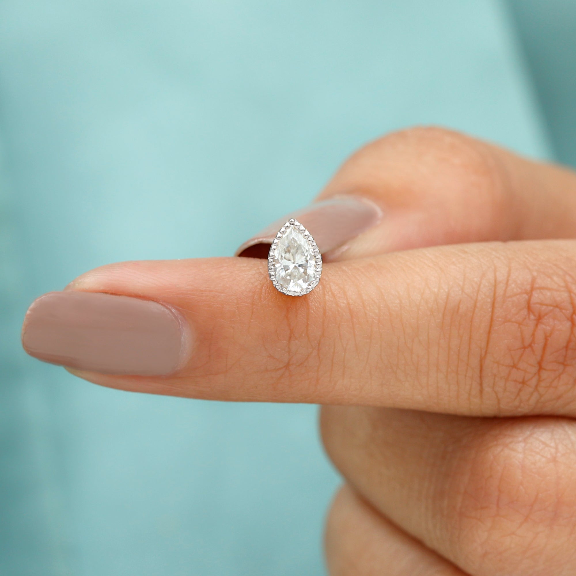 Solitaire Diamond Teardrop Stud Earring for Helix Piercing