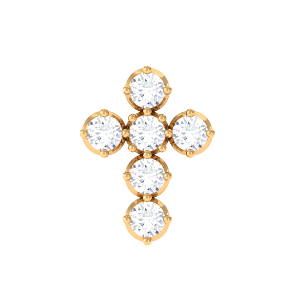 Moissanite Gold Cross Earring for Cartilage Piercing