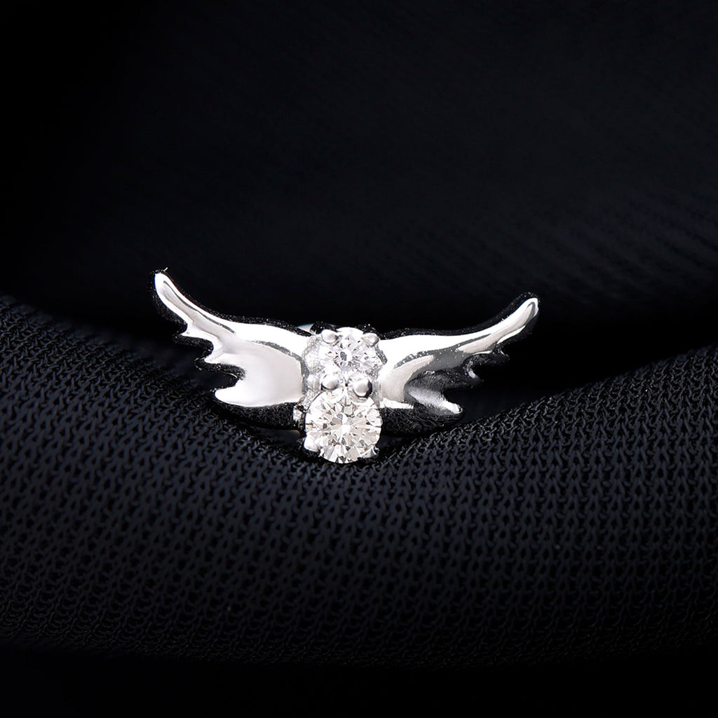 Round Moissanite Bat Earring for Cartilage Piercing