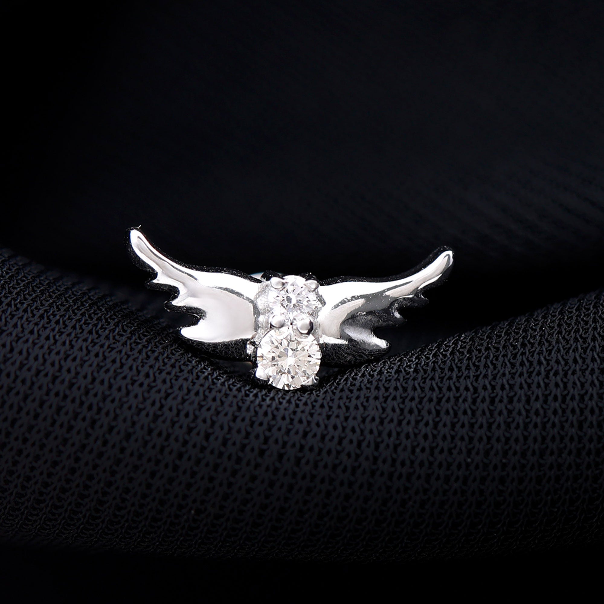Round Moissanite Bat Earring for Cartilage Piercing