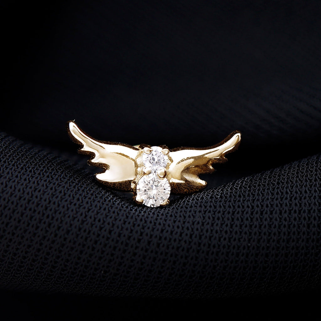Round Moissanite Bat Earring for Cartilage Piercing