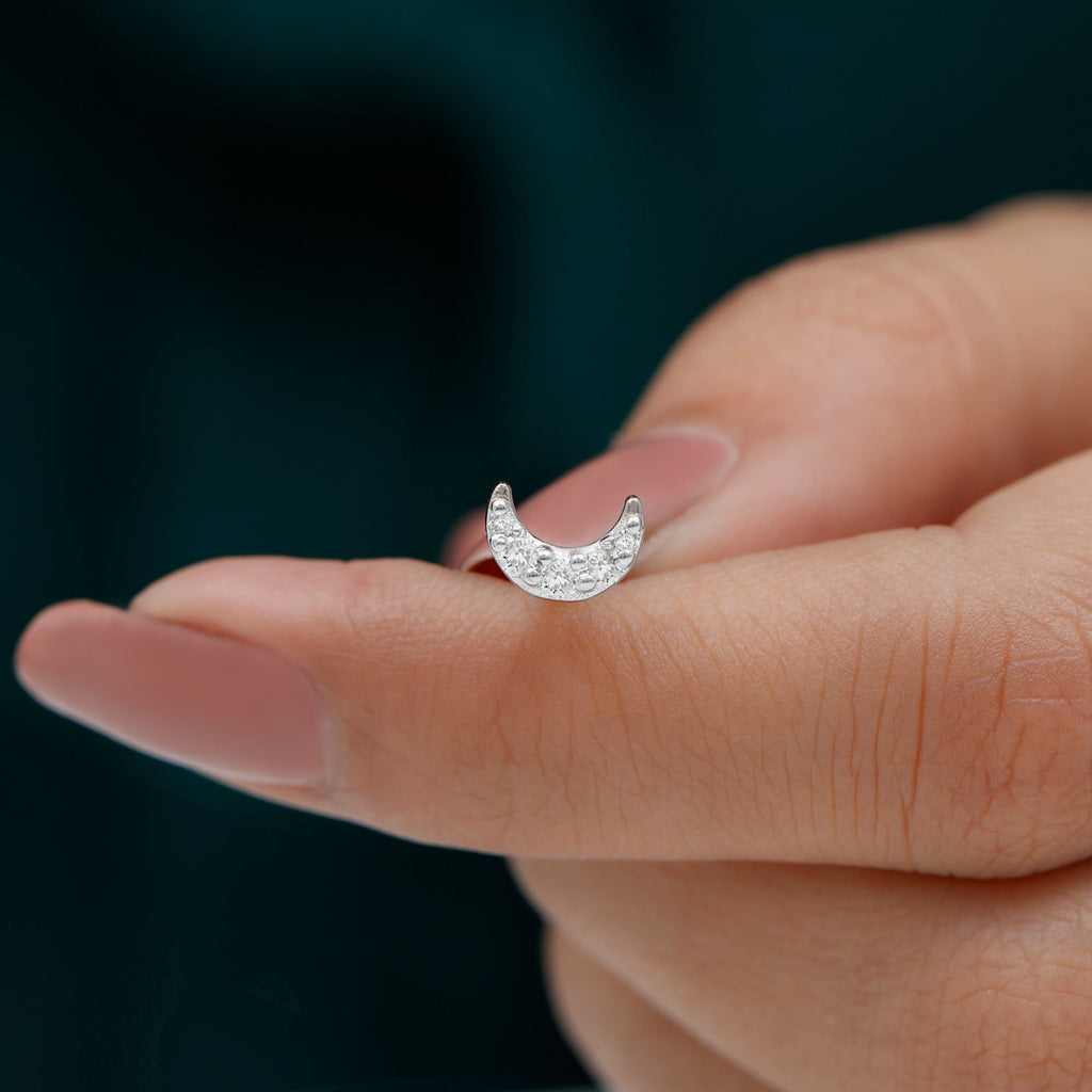 Moissanite Crescent Moon Helix Earring for Women