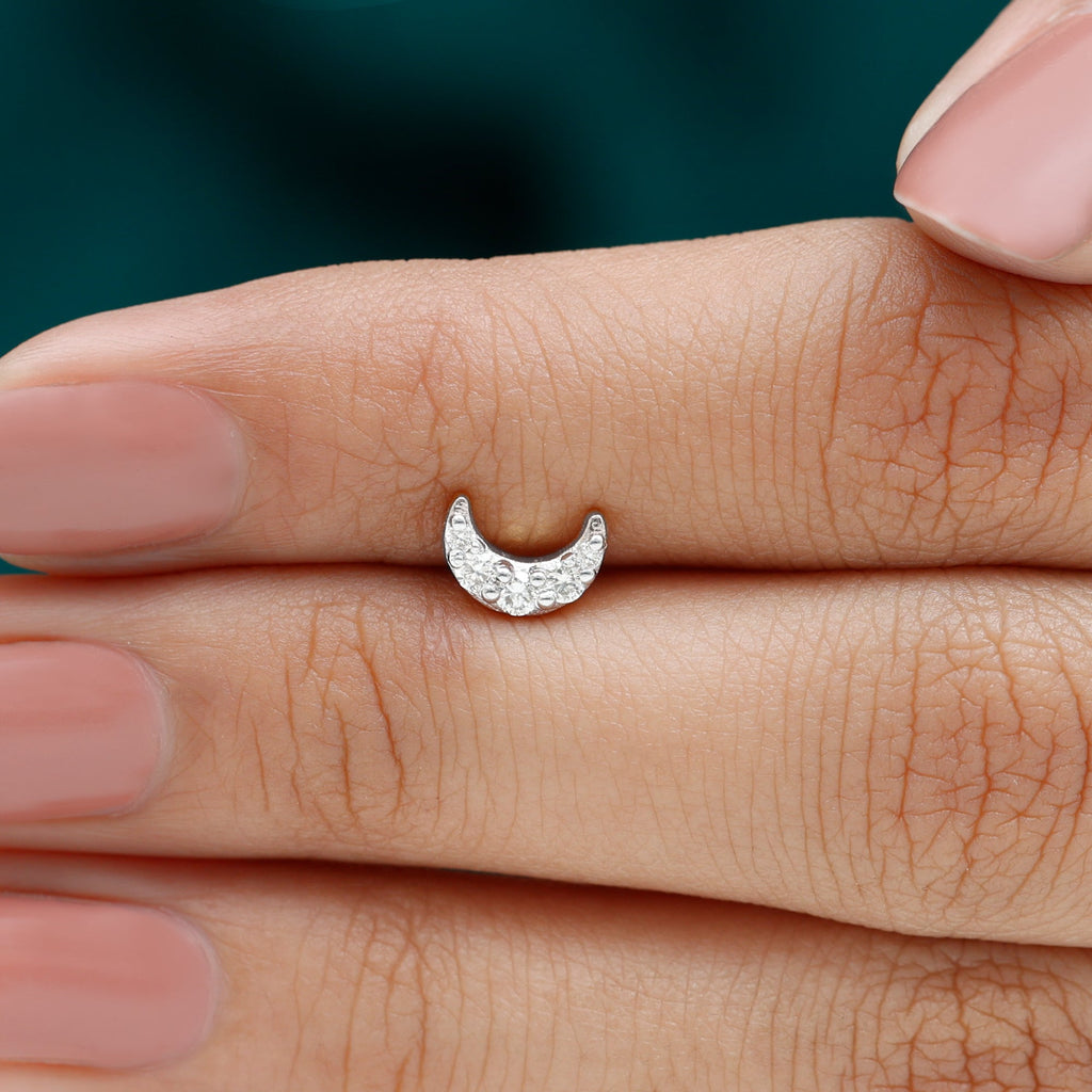 Moissanite Crescent Moon Helix Earring for Women