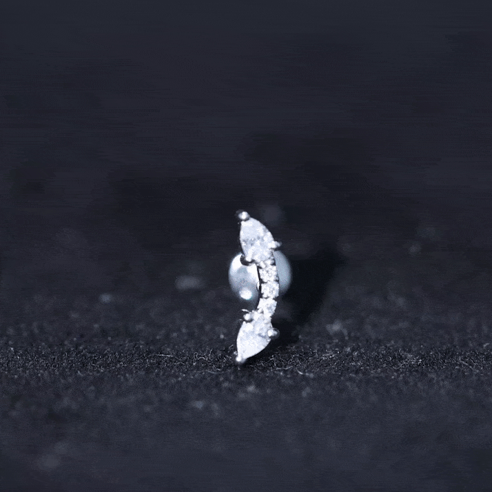 Certified Moissanite Curved Cartilage Earring