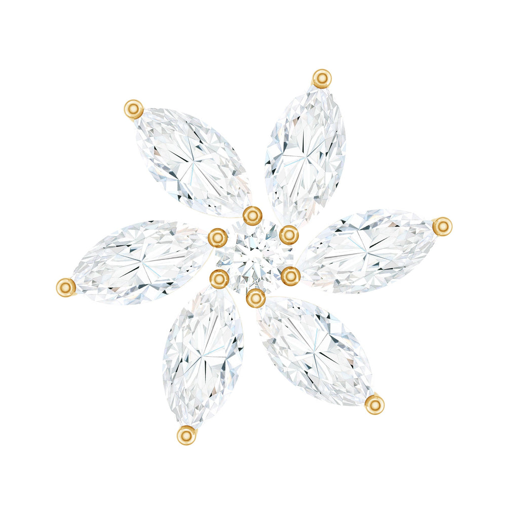 Marquise Moissanite Flower Earring for Cartilage Piercing