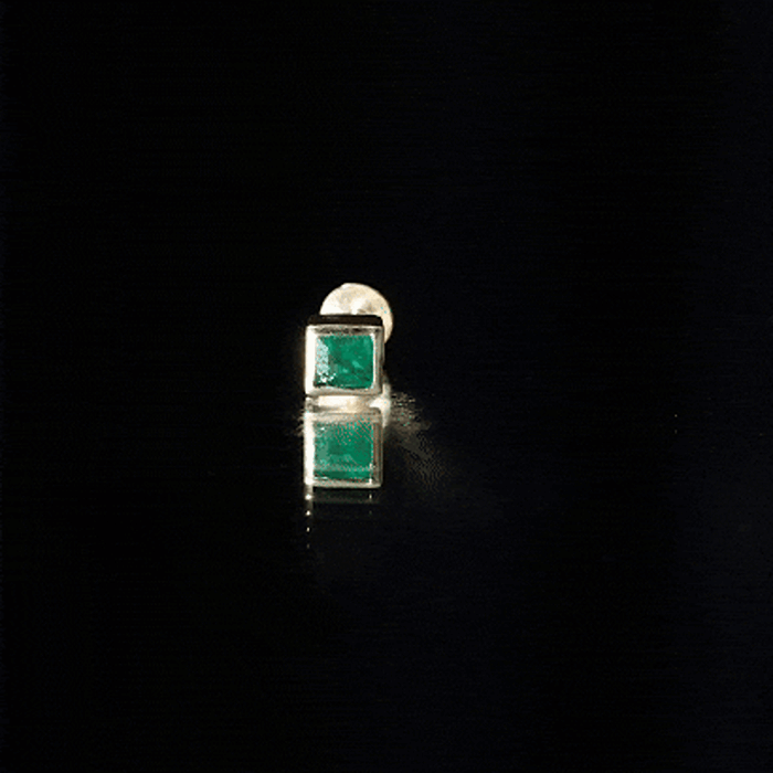 Princess Cut Emerald Helix Earring in Bezel Setting