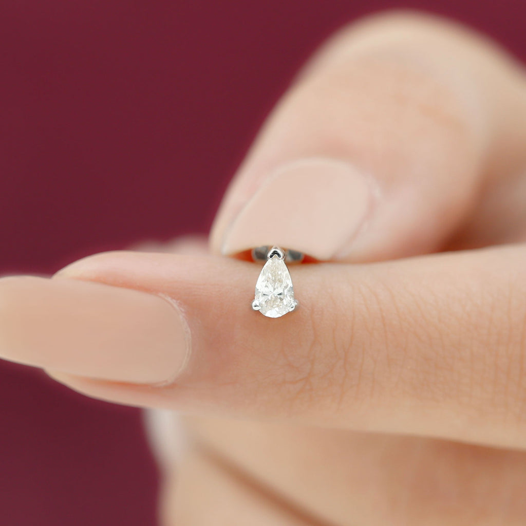 Pear Shape Moissanite Solitaire Conch Earring