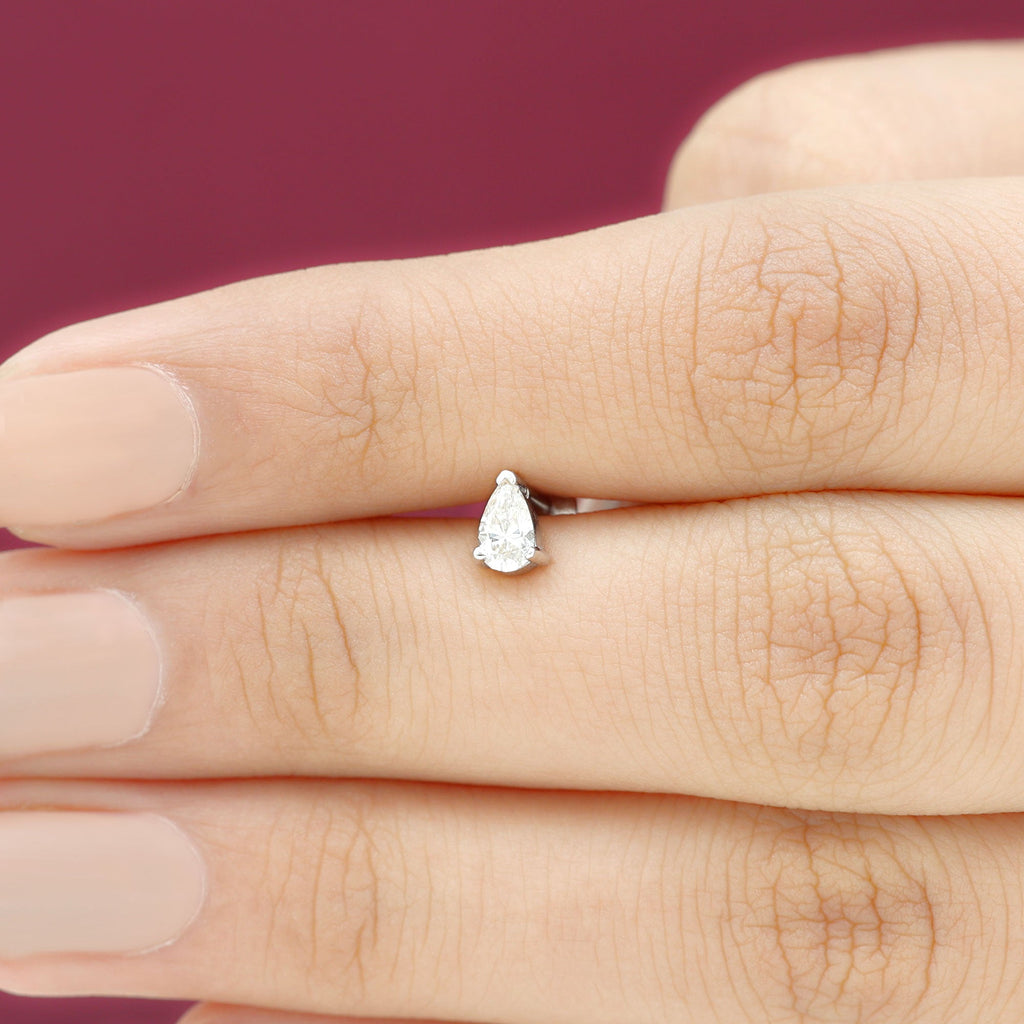 Pear Shape Moissanite Solitaire Conch Earring