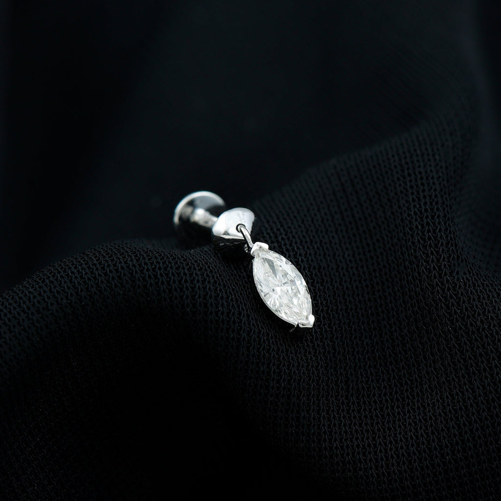Marquise Moissanite Drop Earring for Tragus Piercing