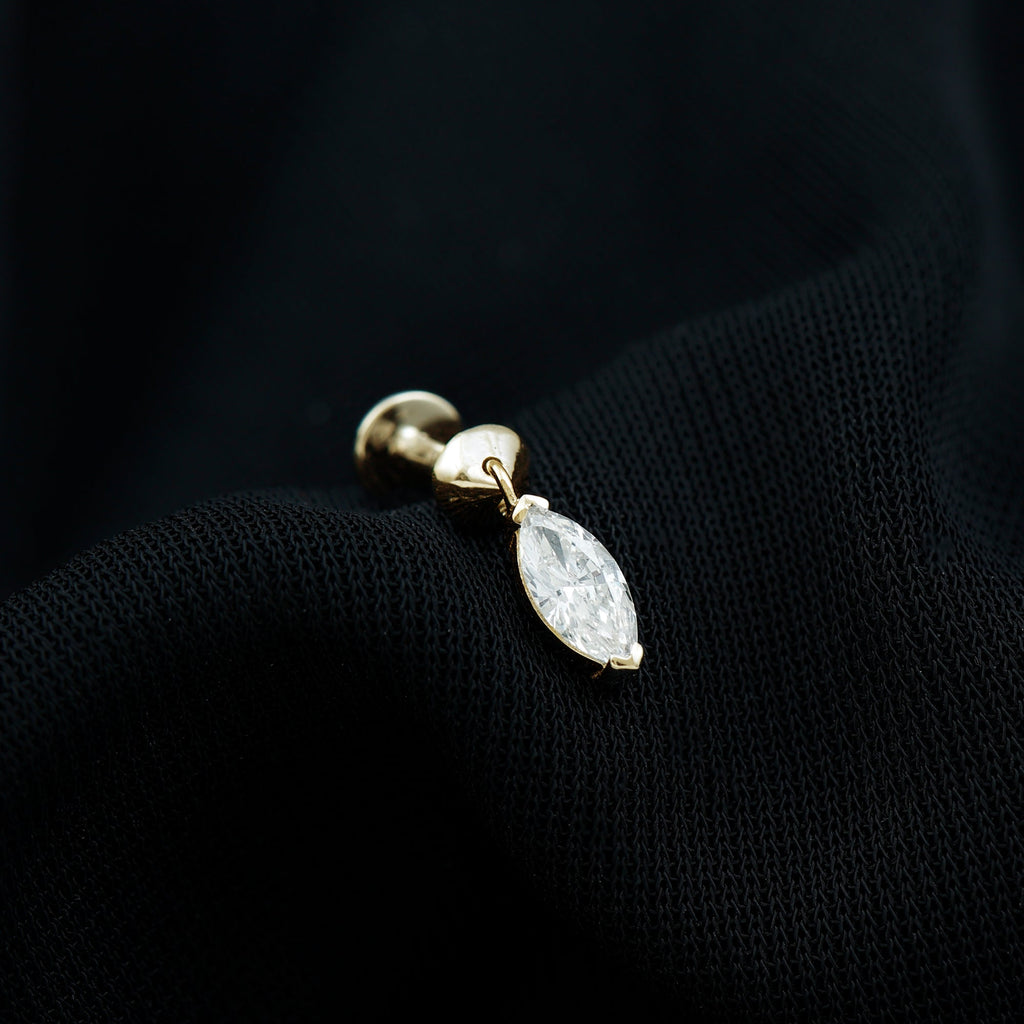 Marquise Moissanite Drop Earring for Tragus Piercing