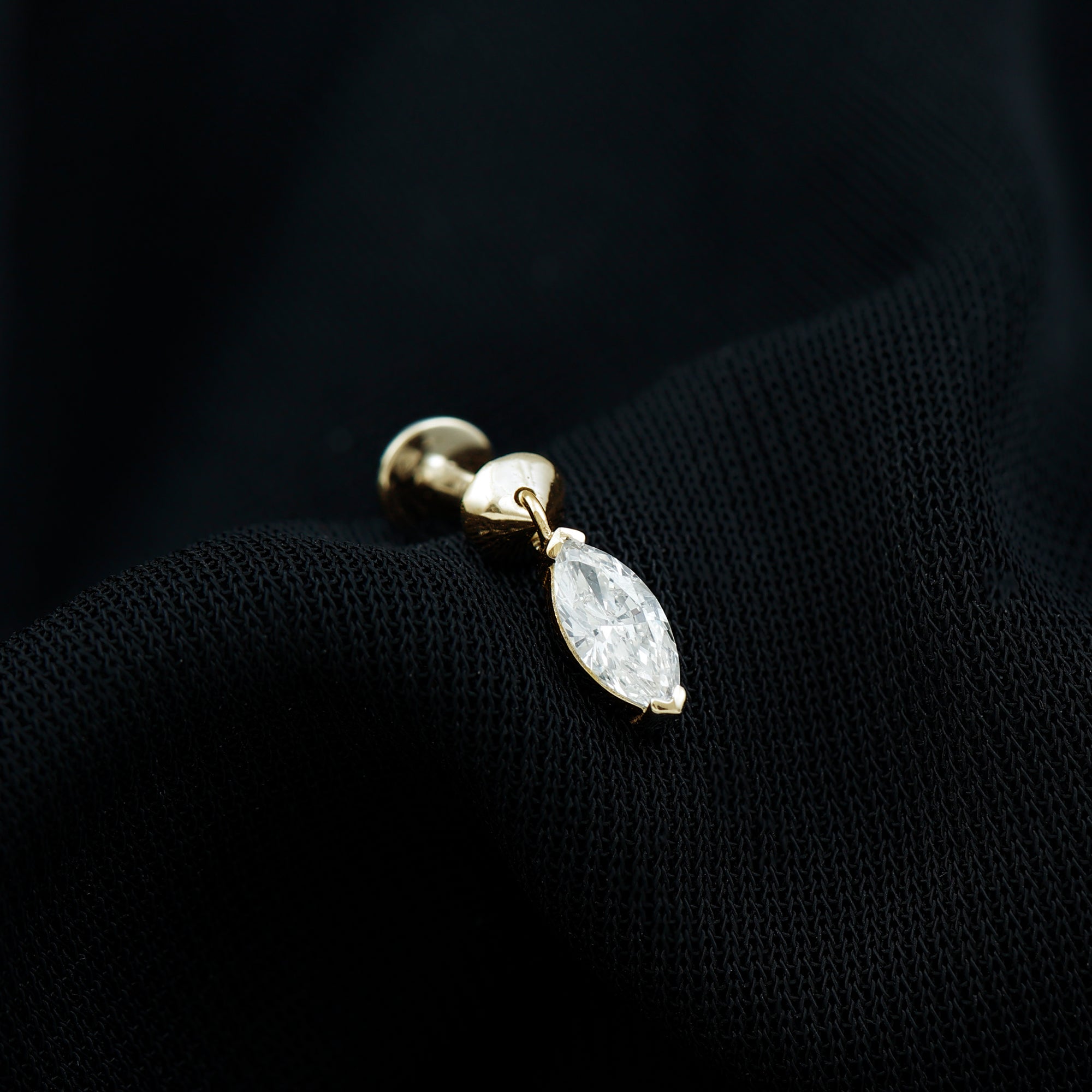 Marquise Moissanite Drop Earring for Tragus Piercing