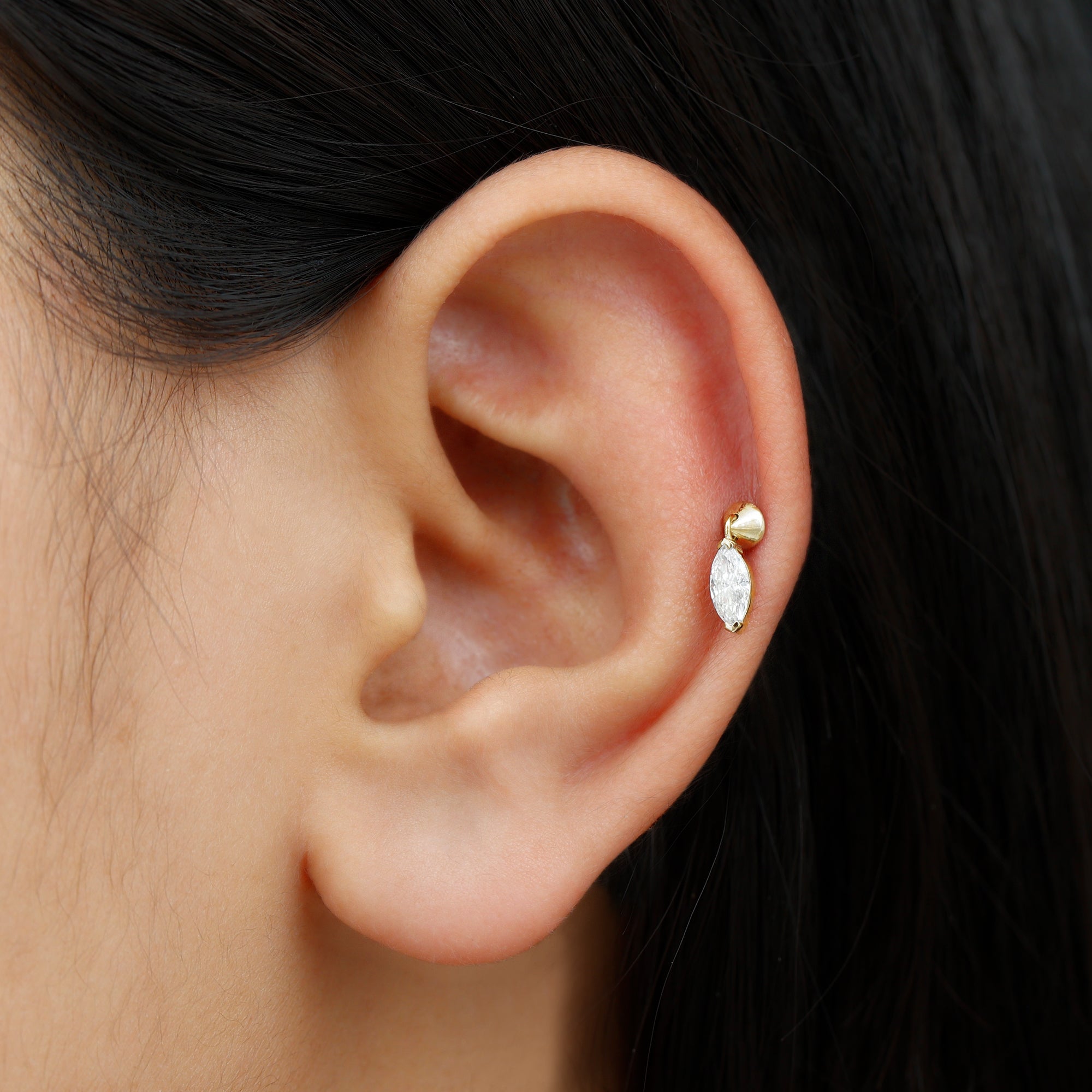 Marquise Moissanite Drop Earring for Tragus Piercing