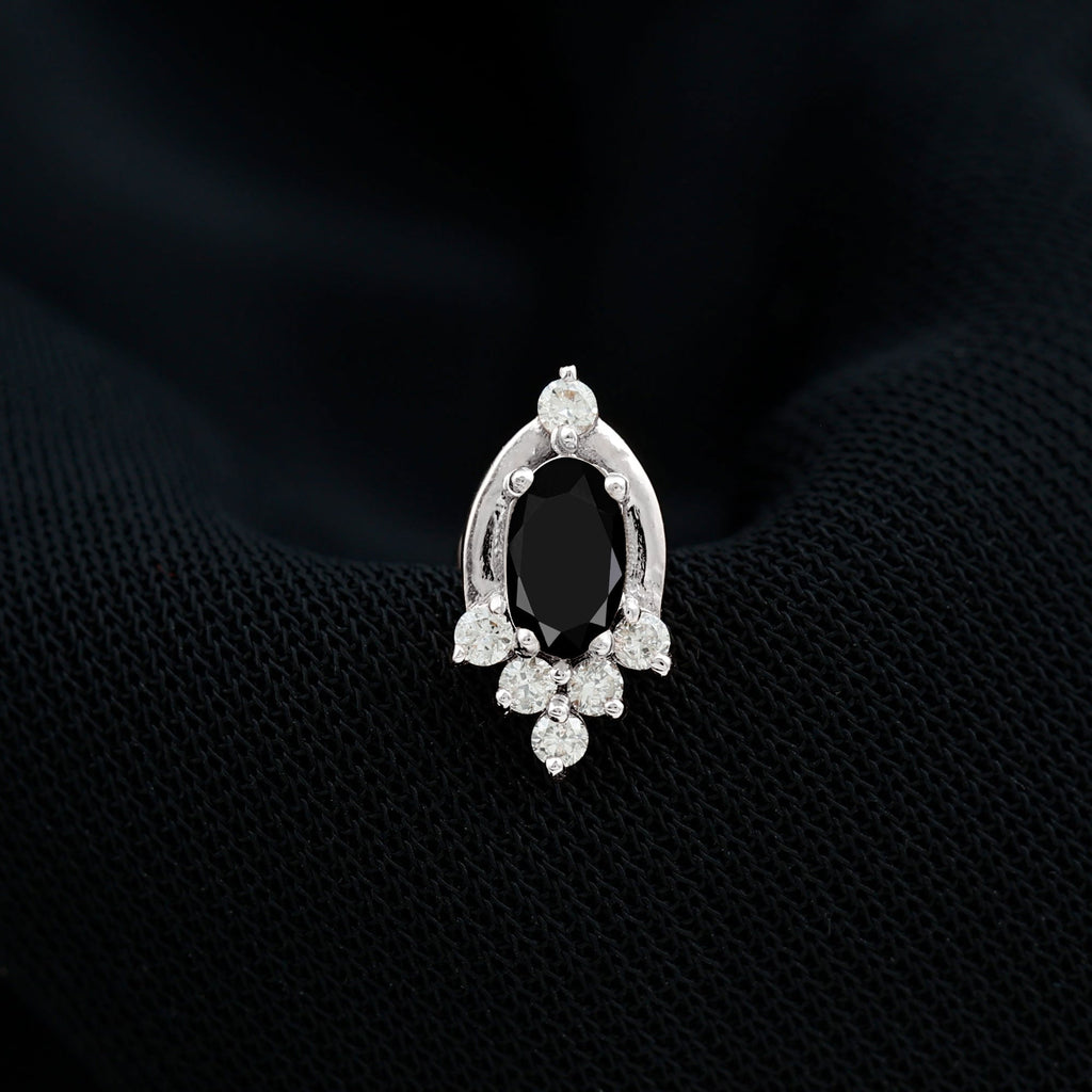 Real Black Onyx Designer Helix Earring with Moissanite