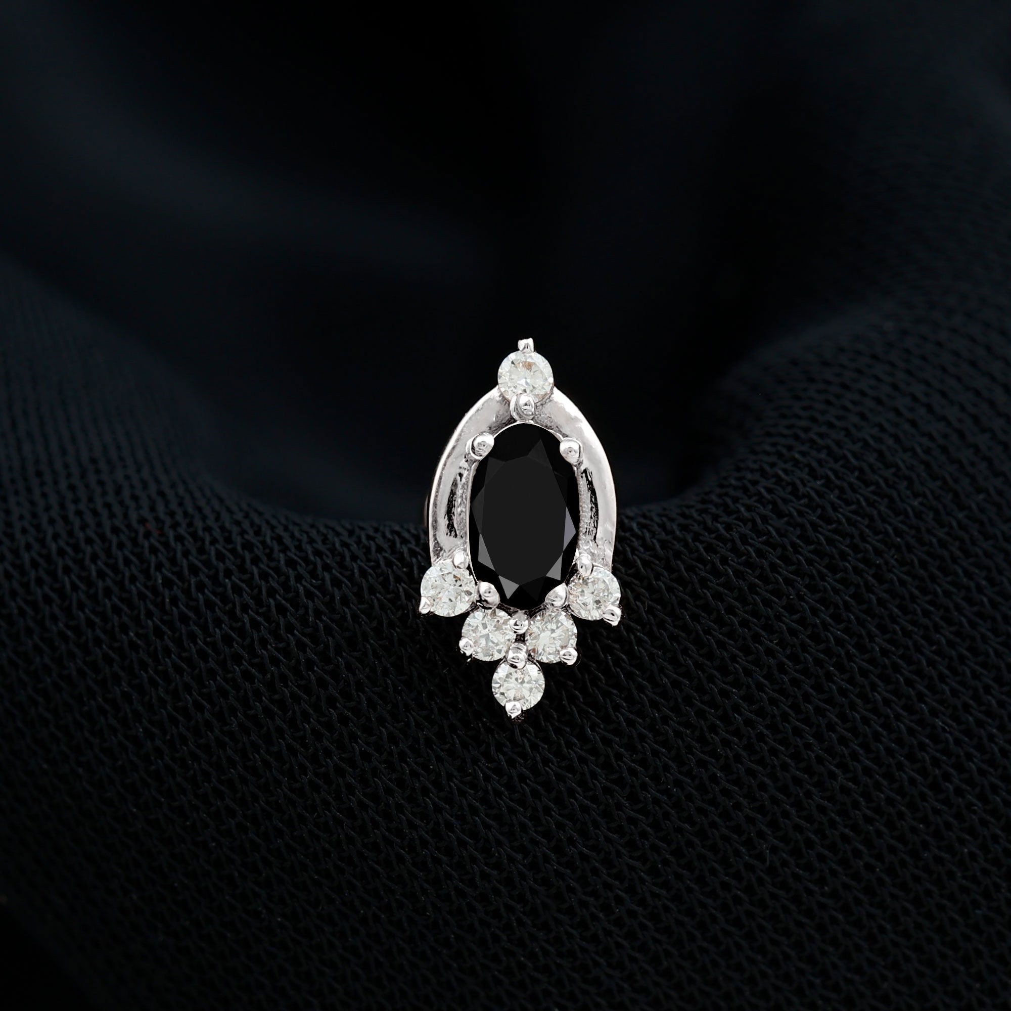 Real Black Onyx Designer Helix Earring with Moissanite