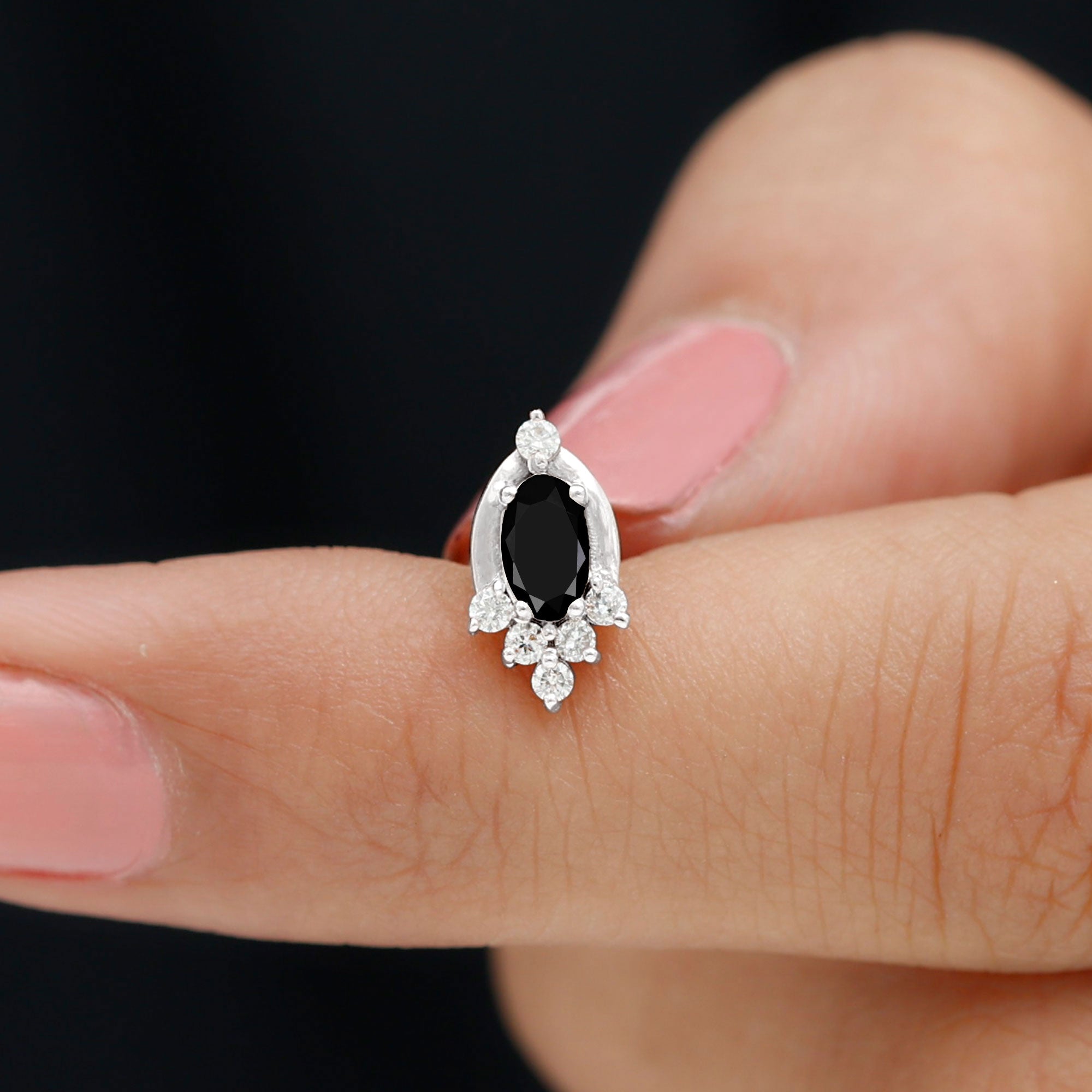Real Black Onyx Designer Helix Earring with Moissanite