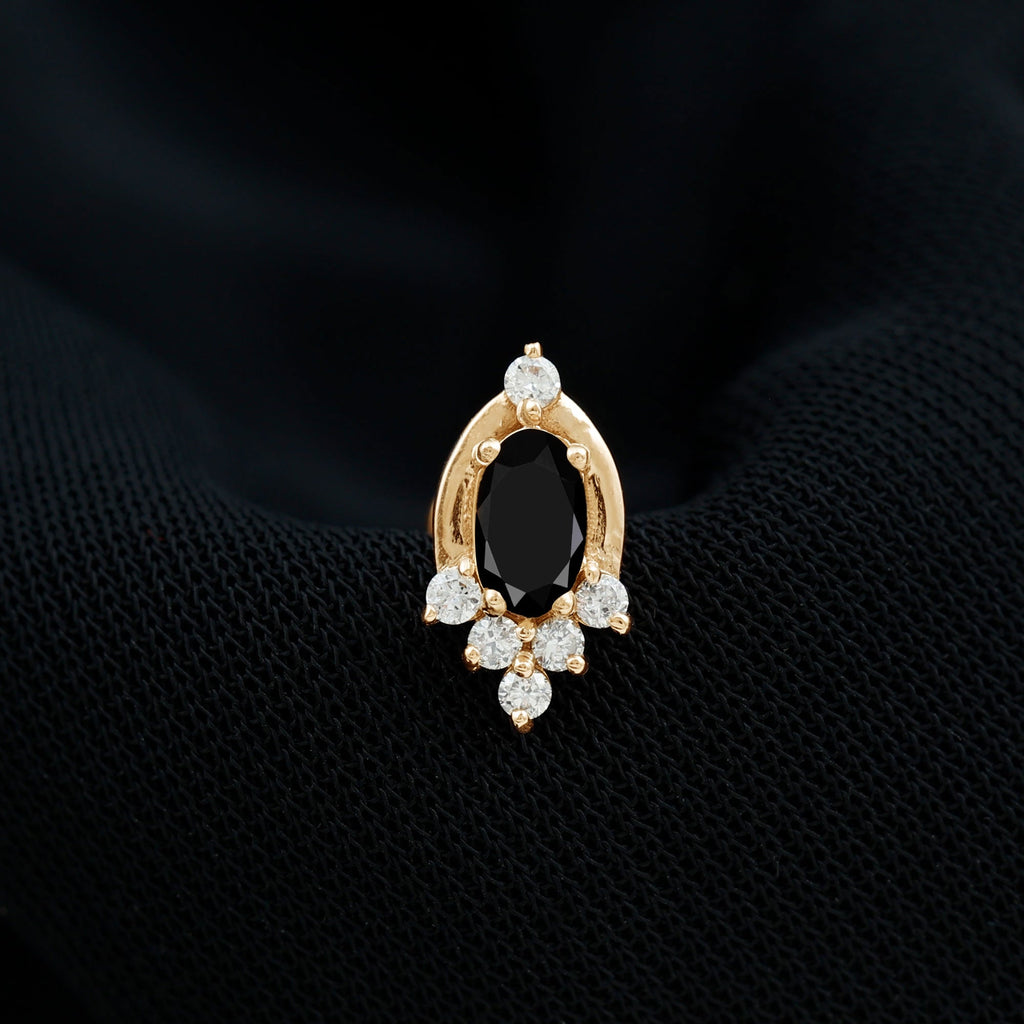 Real Black Onyx Designer Helix Earring with Moissanite