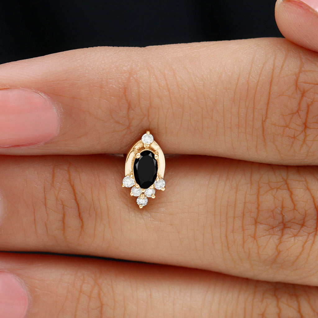Real Black Onyx Designer Helix Earring with Moissanite