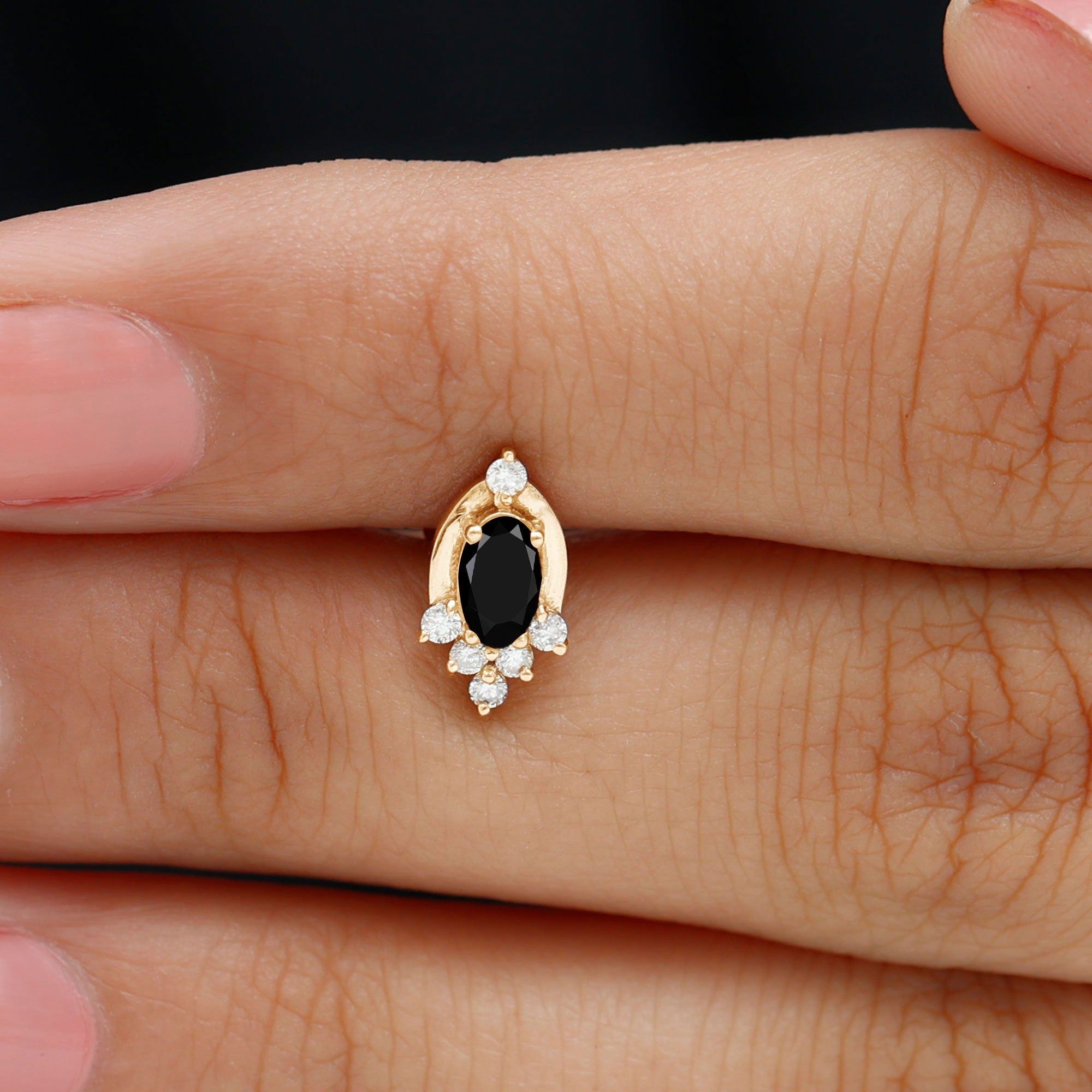 Real Black Onyx Designer Helix Earring with Moissanite