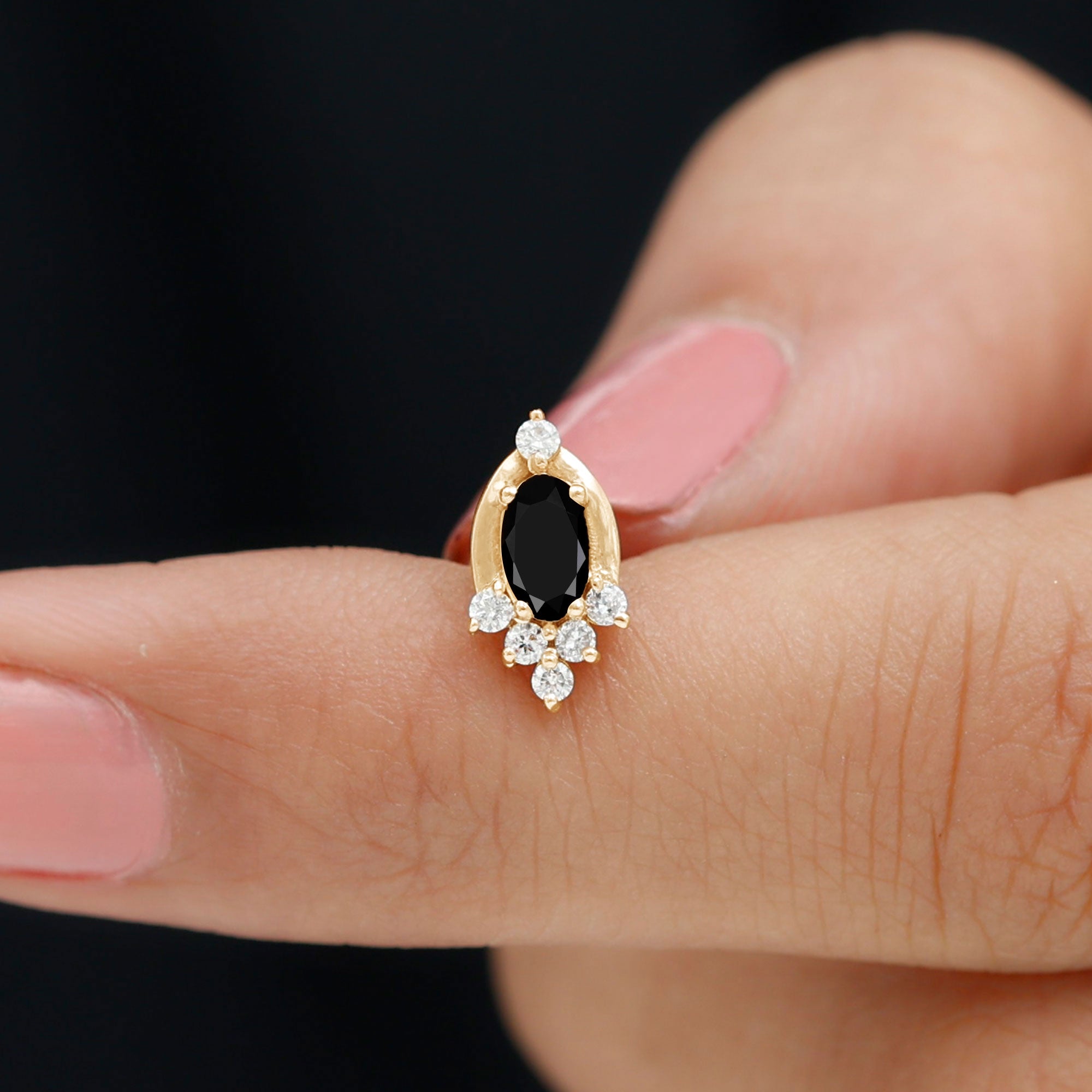 Real Black Onyx Designer Helix Earring with Moissanite
