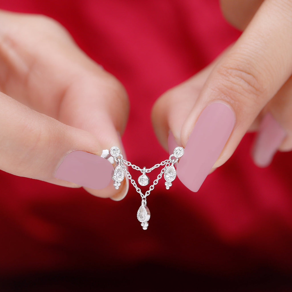 Vintage Inspired Diamond Chain Double Piercing Earring
