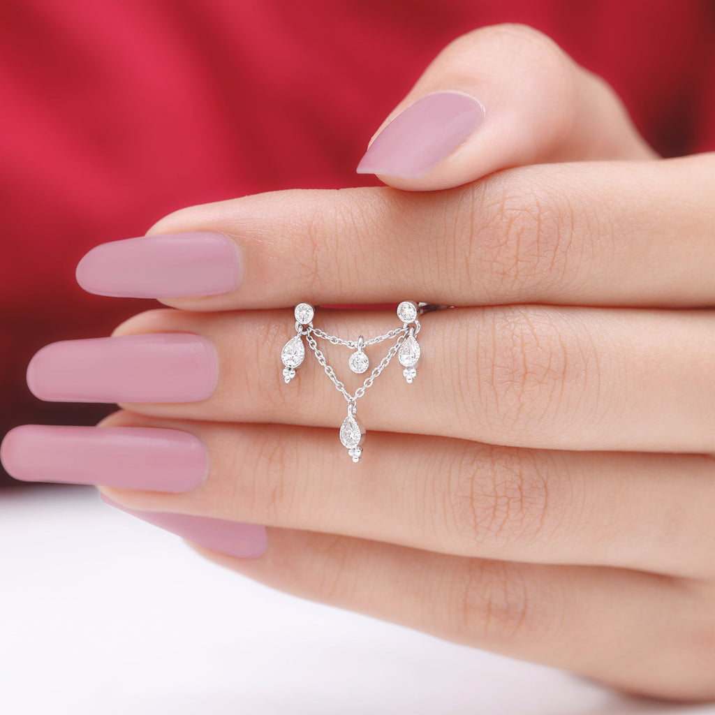 Vintage Inspired Diamond Chain Double Piercing Earring