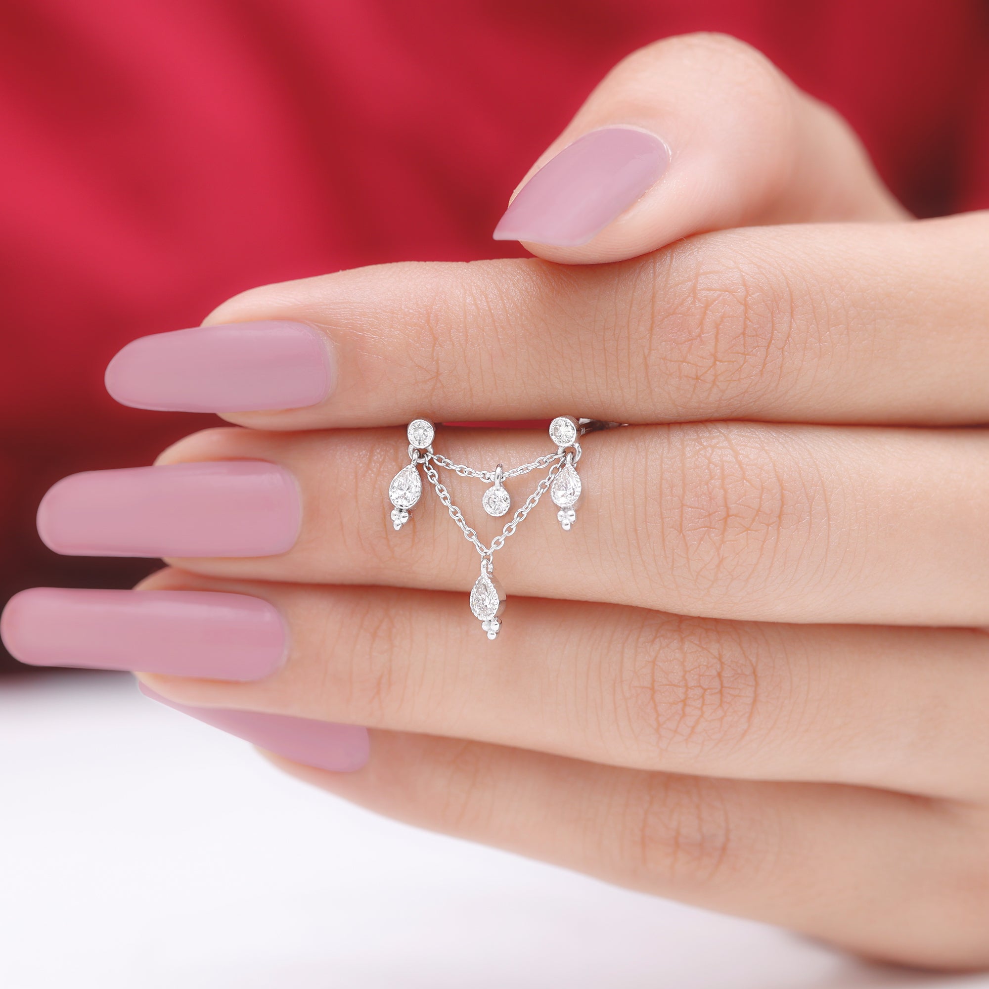 Vintage Inspired Diamond Chain Double Piercing Earring