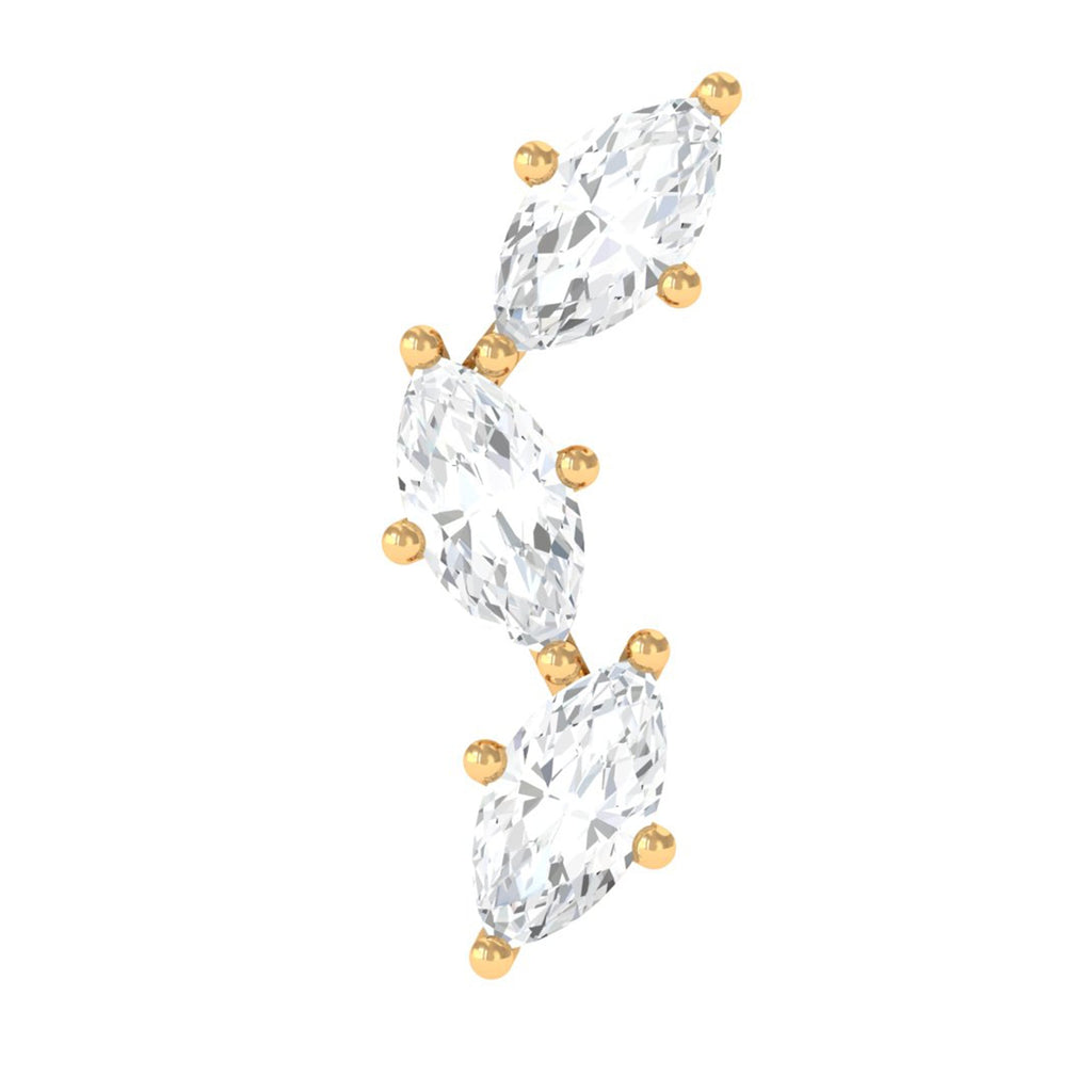 Marquise Cut Moissanite 3 Stone Tragus Earring