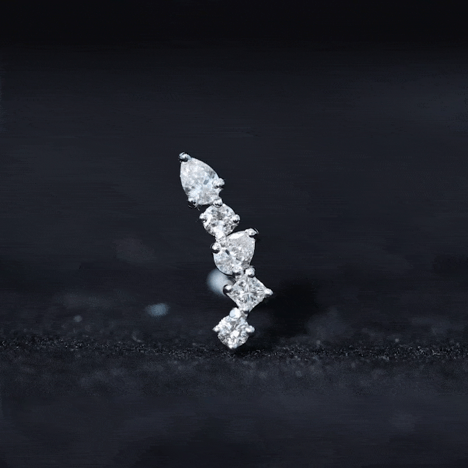 Certified Moissanite Crawler Earring in Prong Setting