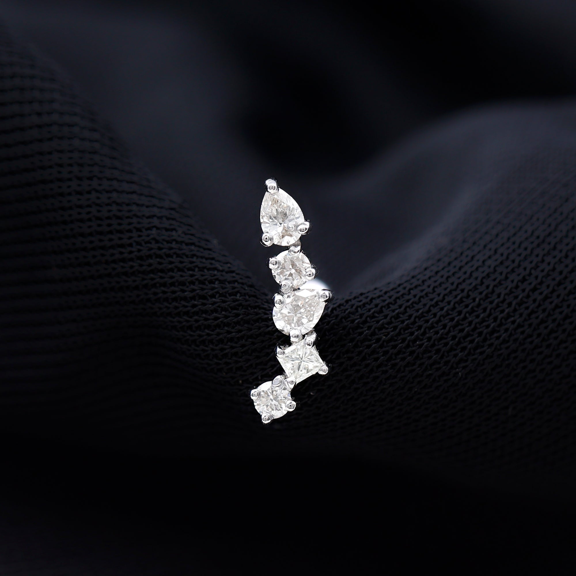 Certified Moissanite Crawler Earring in Prong Setting