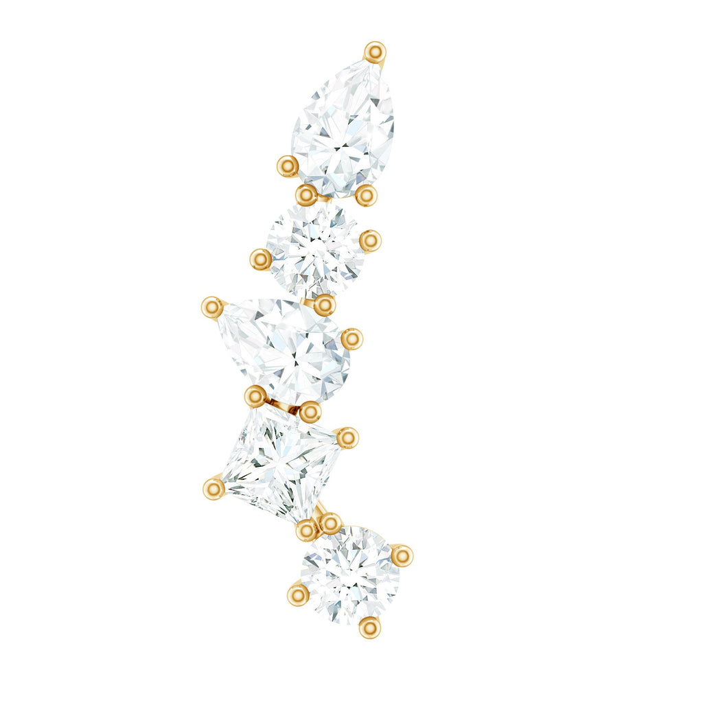 Certified Moissanite Crawler Earring in Prong Setting