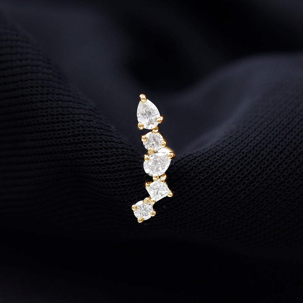 Certified Moissanite Crawler Earring in Prong Setting