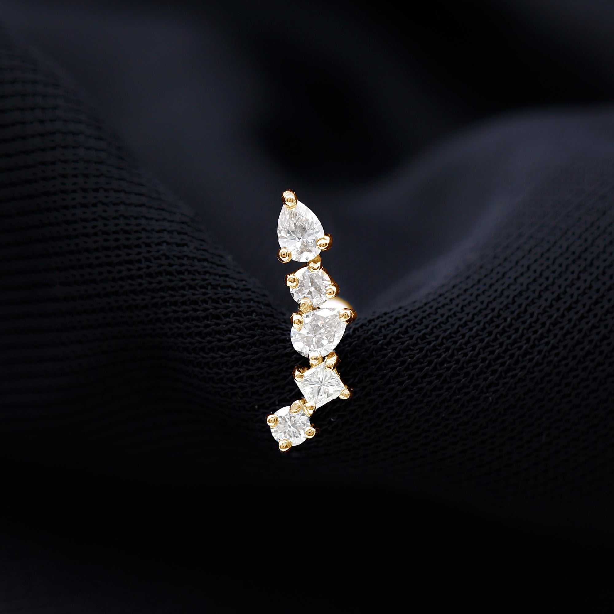 Certified Moissanite Crawler Earring in Prong Setting