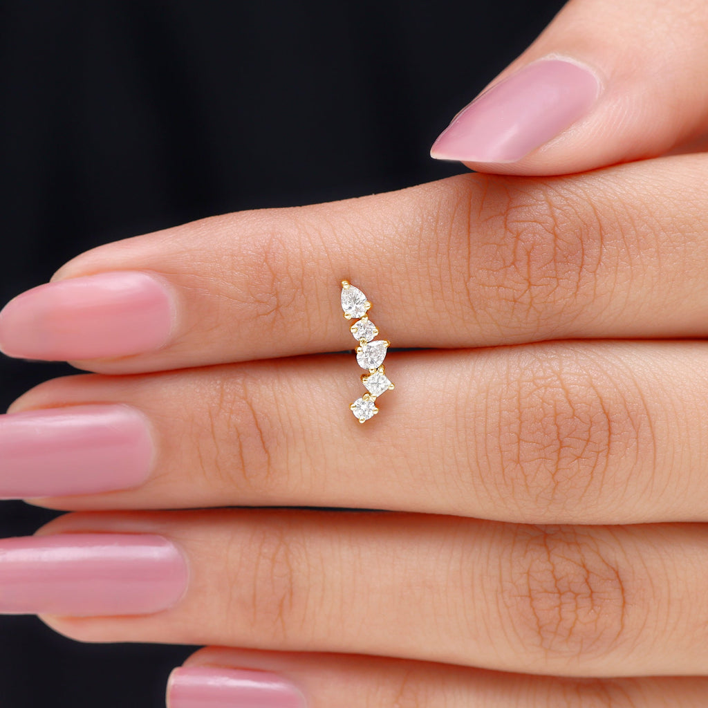 Certified Moissanite Crawler Earring in Prong Setting
