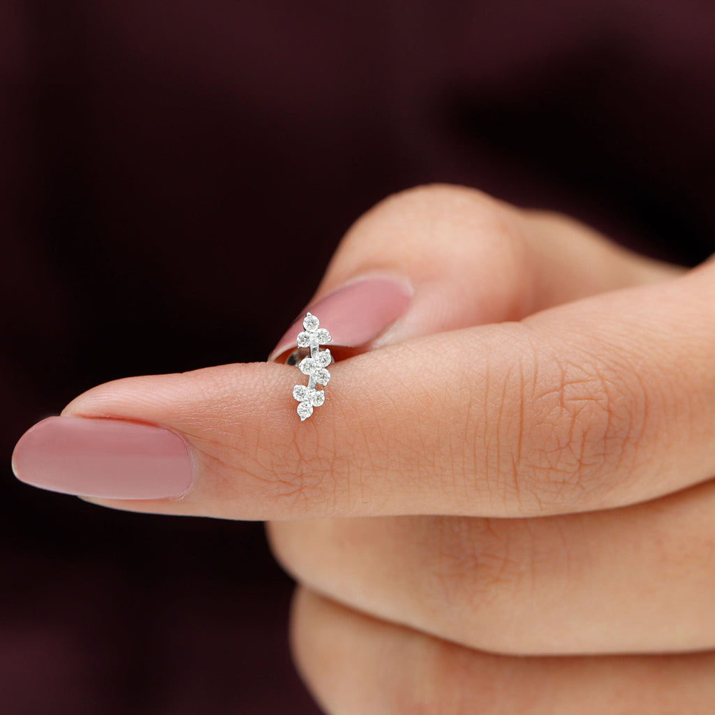 Unique Moissanite Cartilage Climber Earring