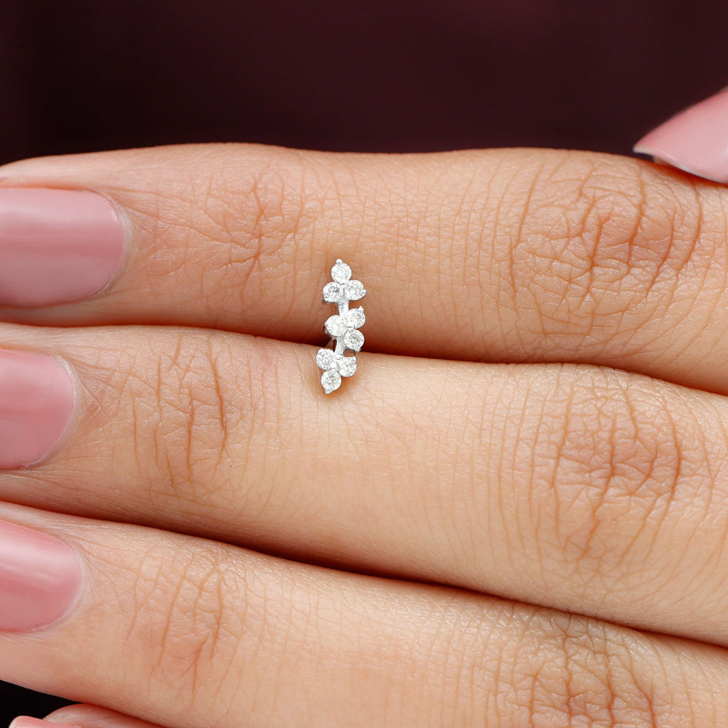Unique Moissanite Cartilage Climber Earring