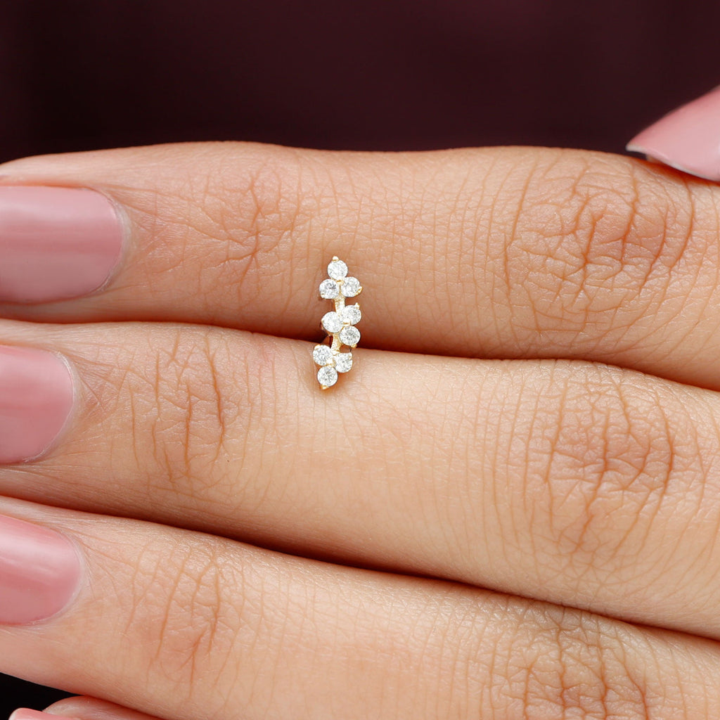 Unique Moissanite Cartilage Climber Earring