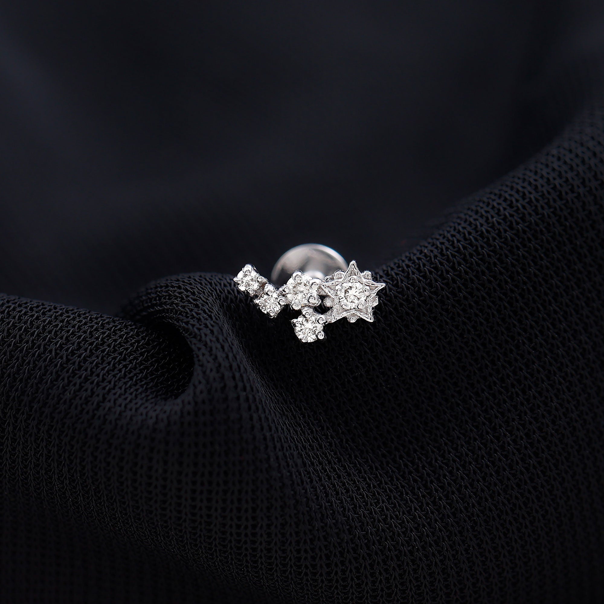 Natural Diamond Star Crawler Earring for Helix Piercing
