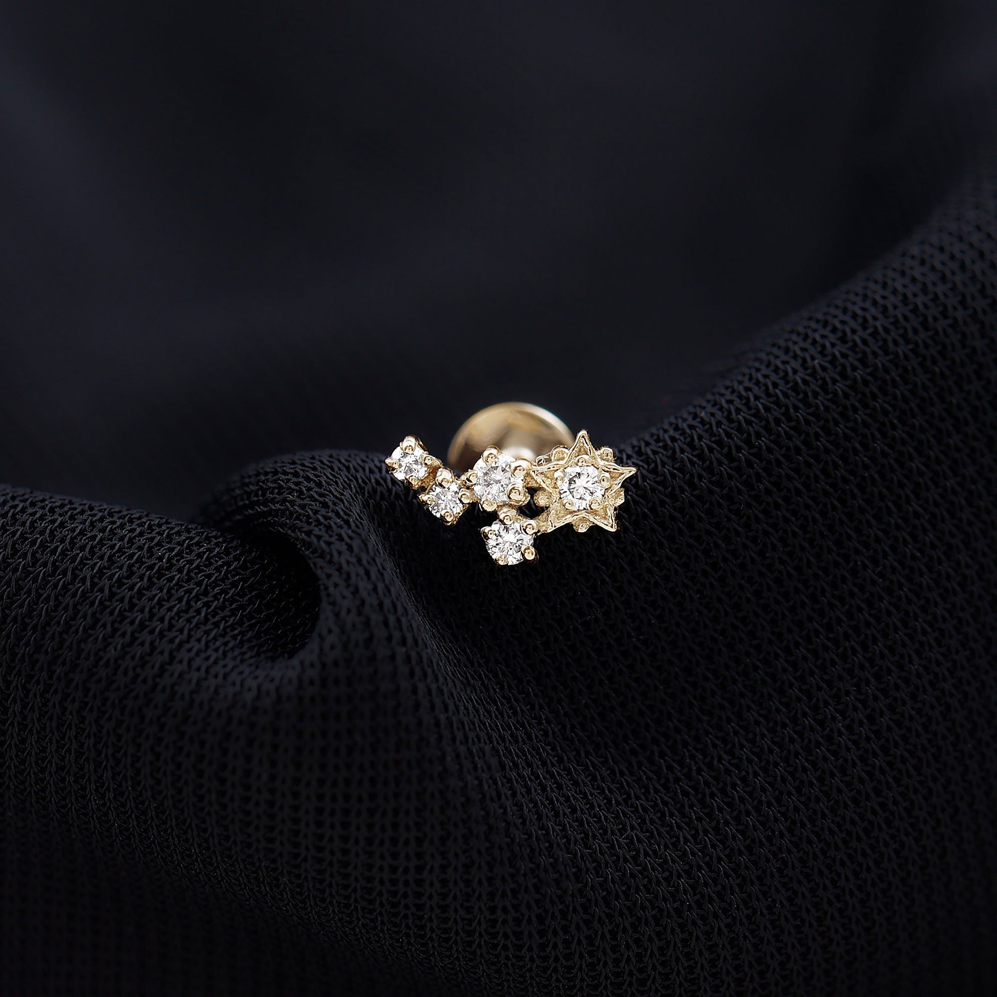 Natural Diamond Star Crawler Earring for Helix Piercing