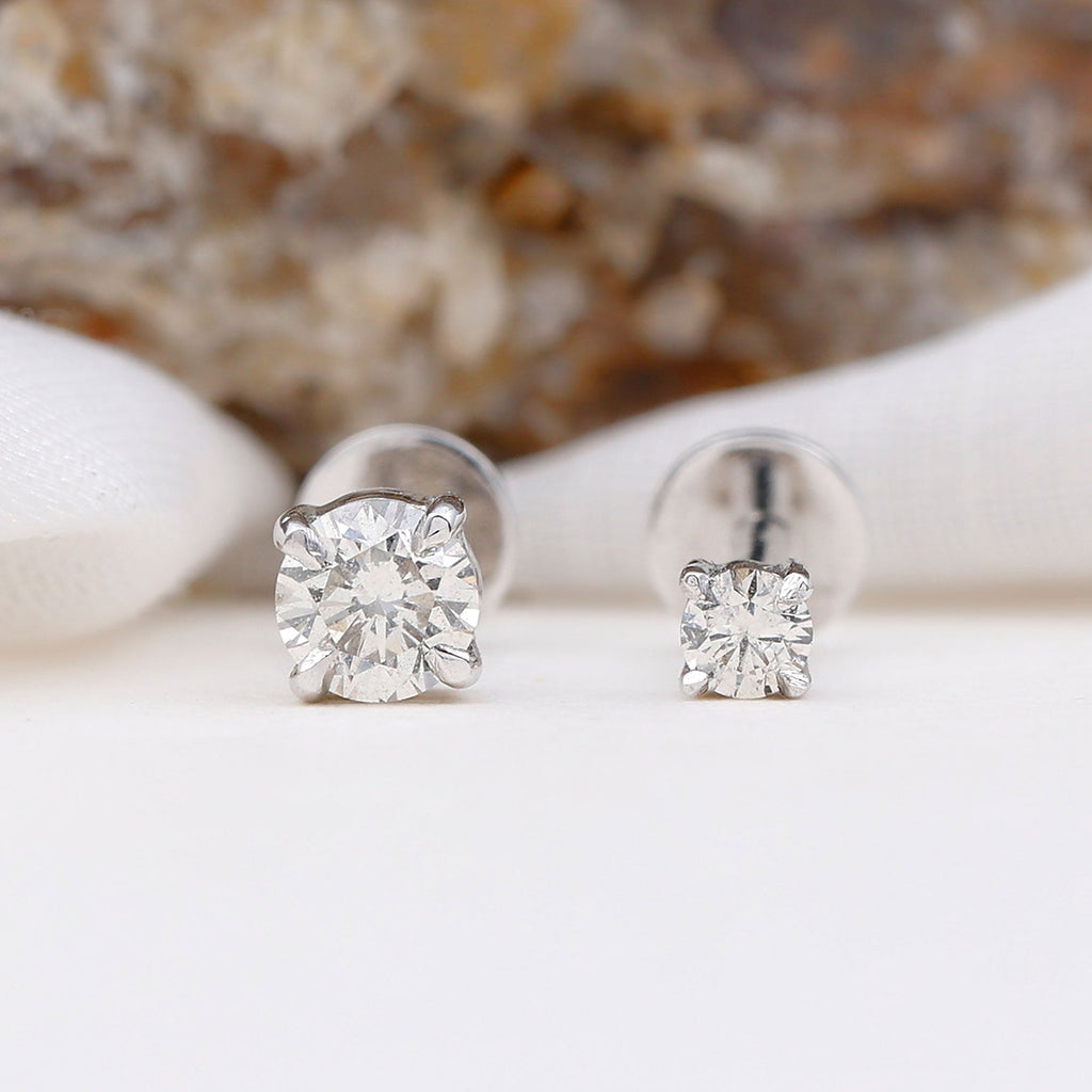 Solitaire Round Cut Moissanite Earring Set for Helix Piercing