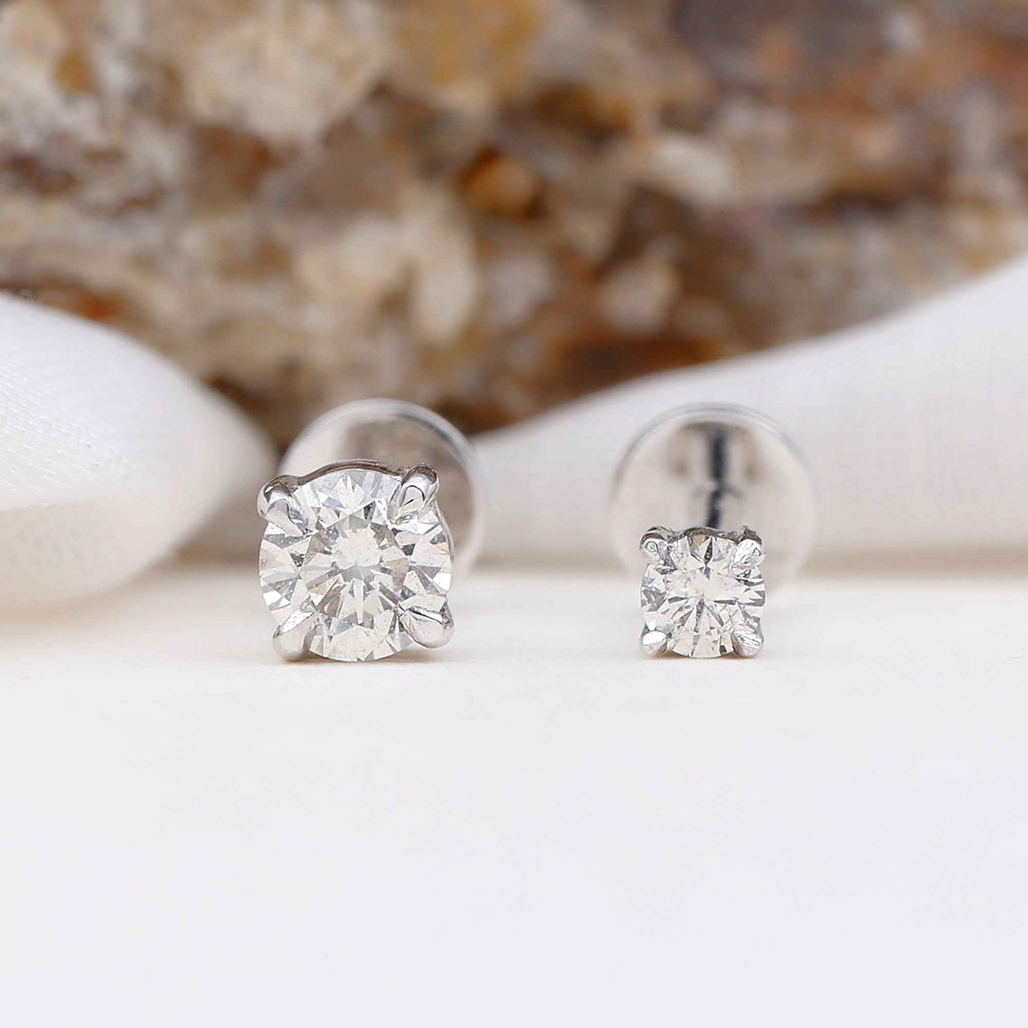 Solitaire Round Cut Moissanite Earring Set for Helix Piercing