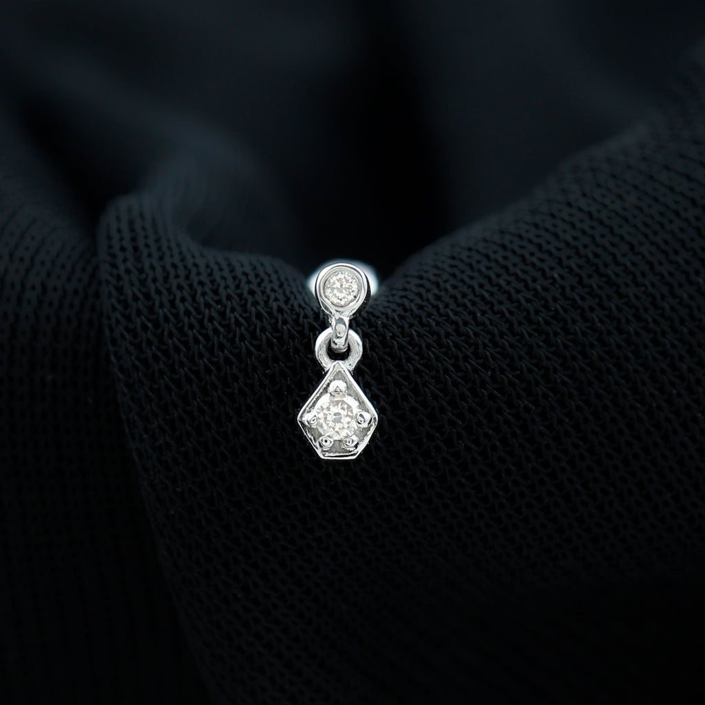 Round Cut Natural Diamond Drop Helix Earring