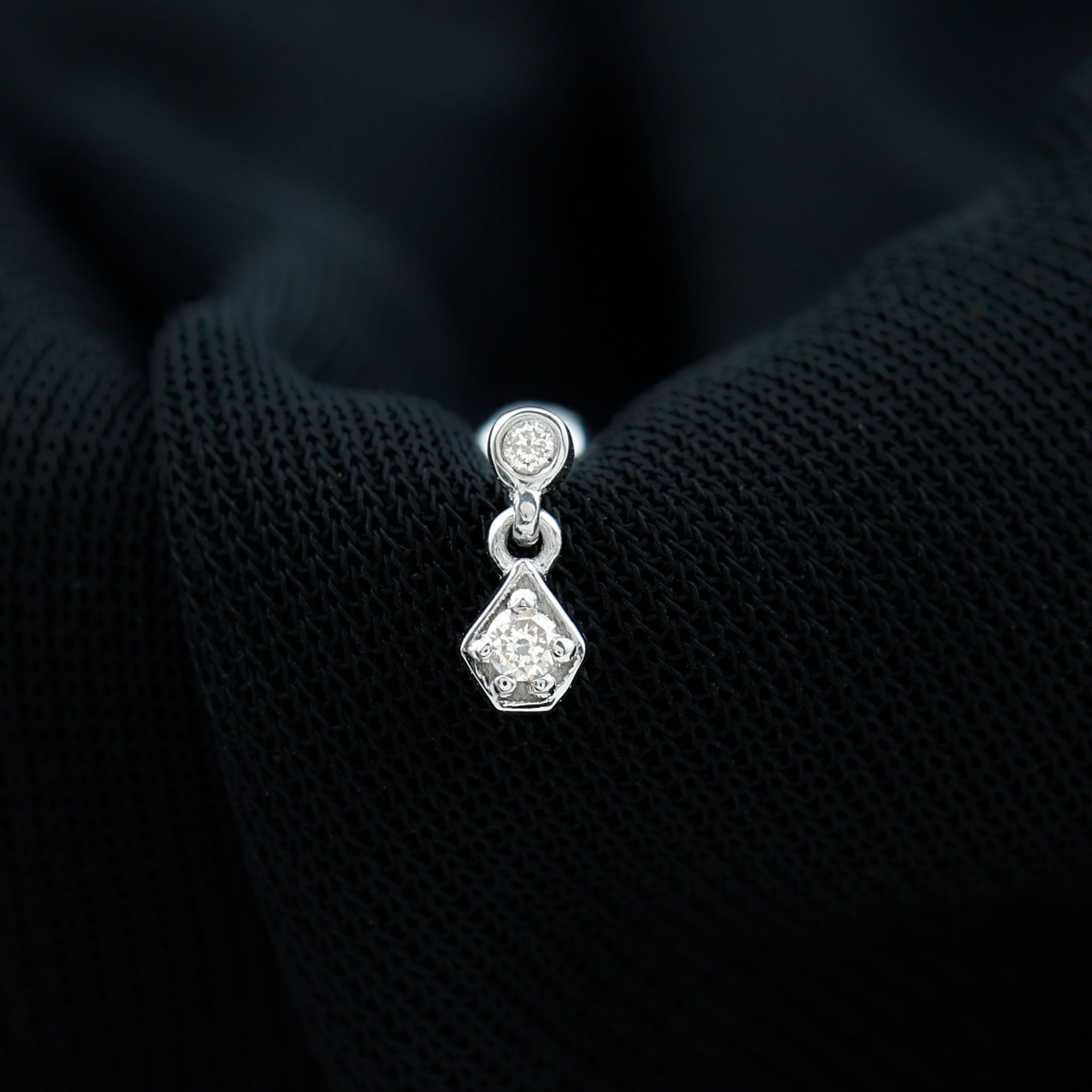 Round Cut Natural Diamond Drop Helix Earring