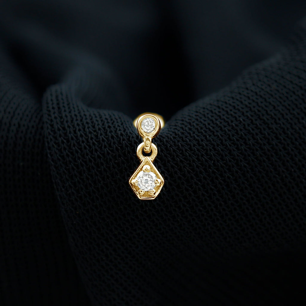 Round Cut Natural Diamond Drop Helix Earring