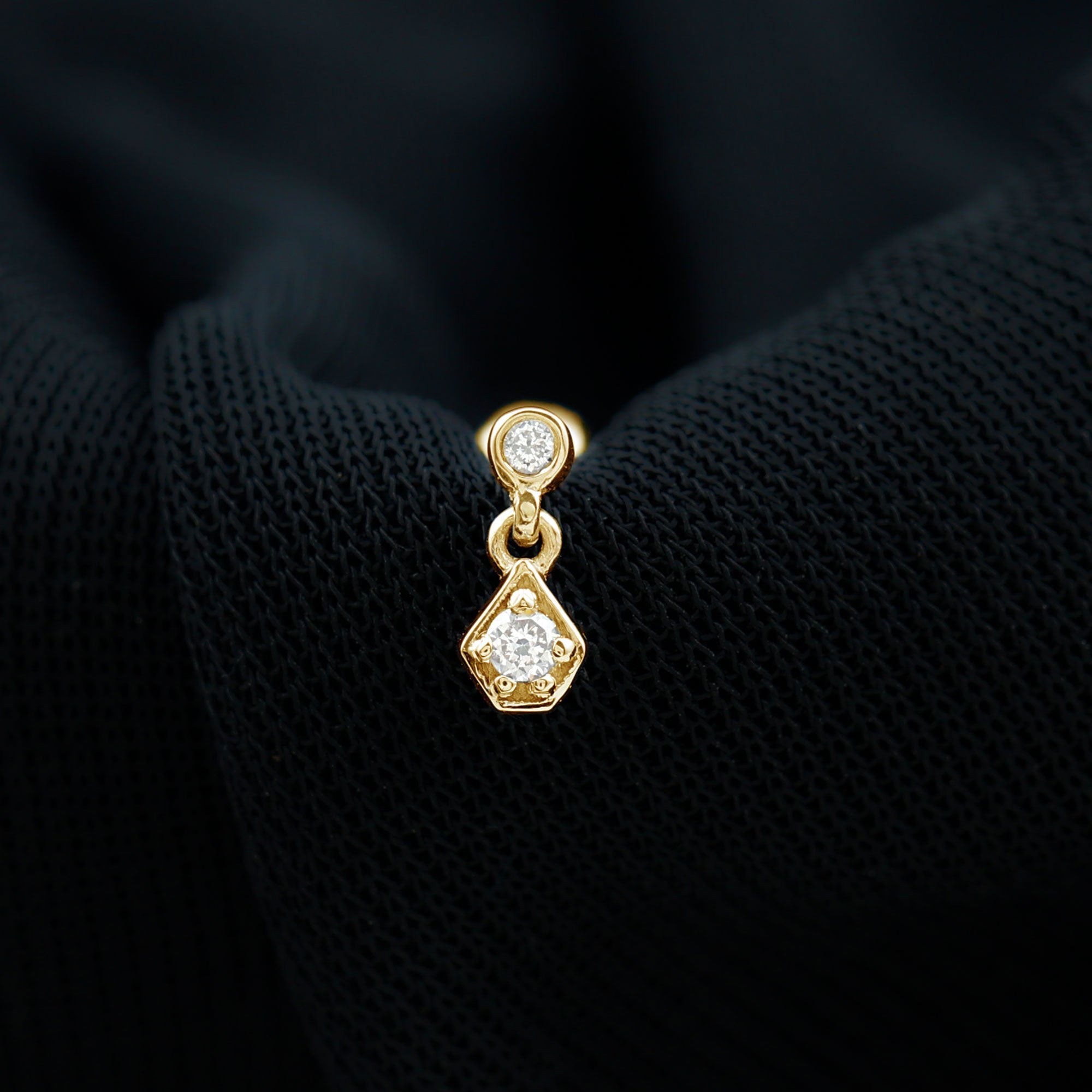 Round Cut Natural Diamond Drop Helix Earring