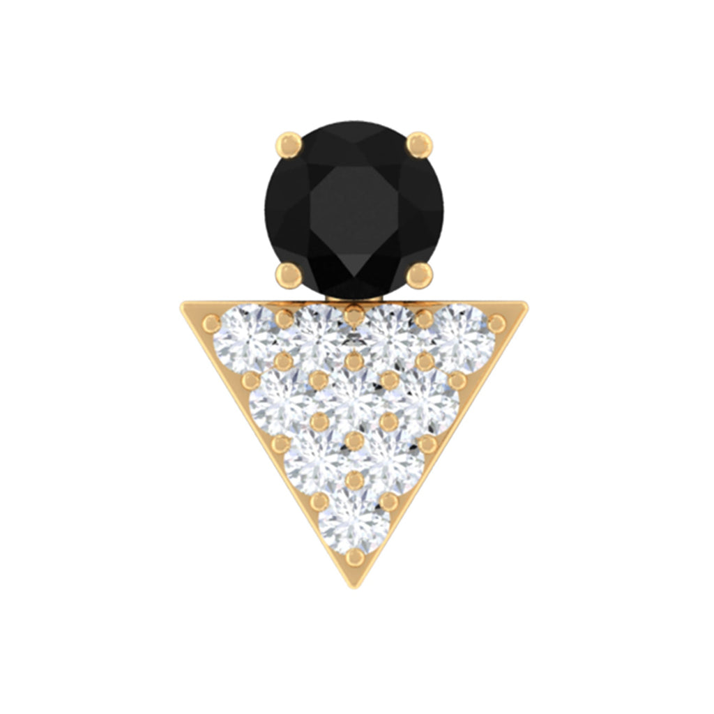Black Onyx and Diamond Triangle Cartilage Earring in Gold