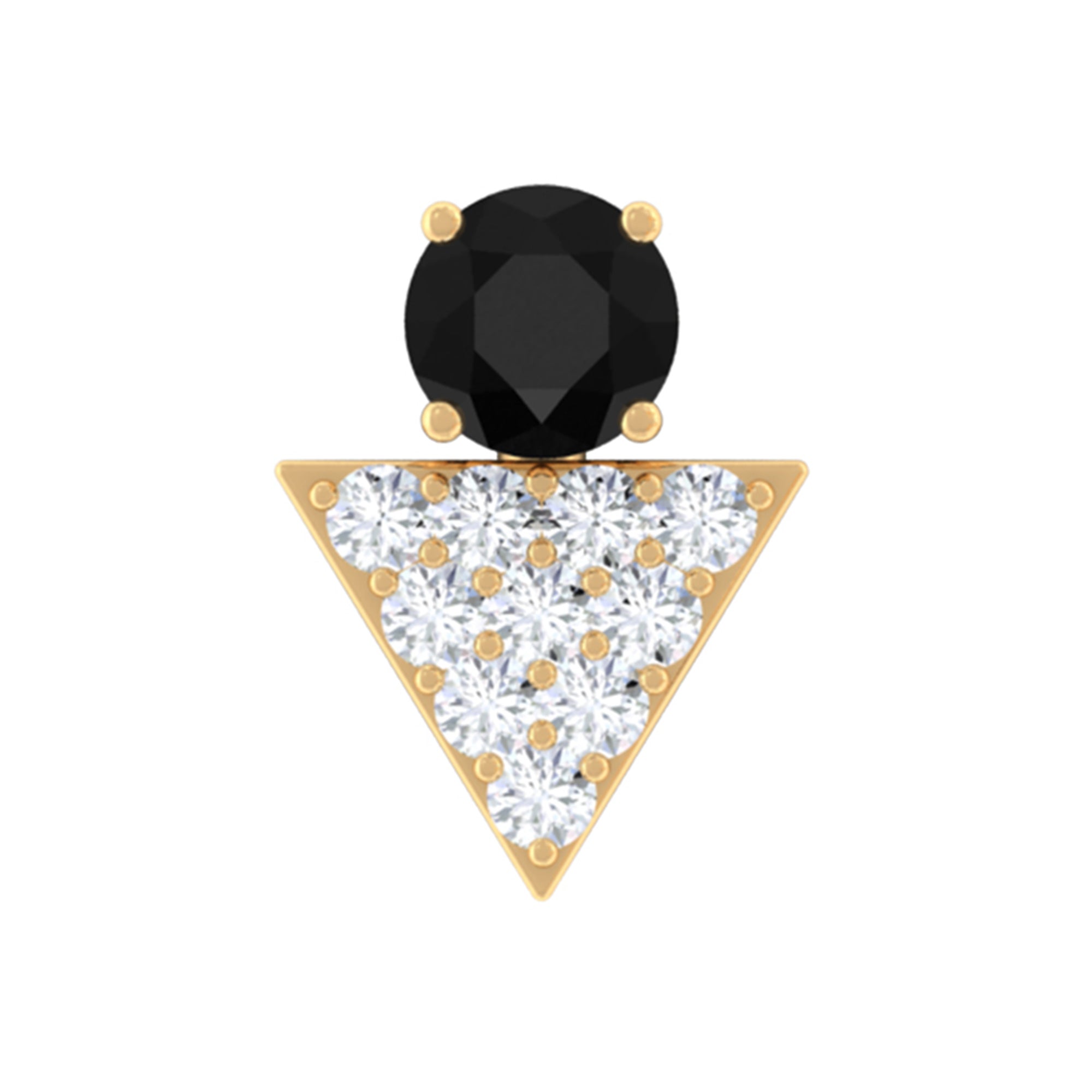 Black Onyx and Diamond Triangle Cartilage Earring in Gold