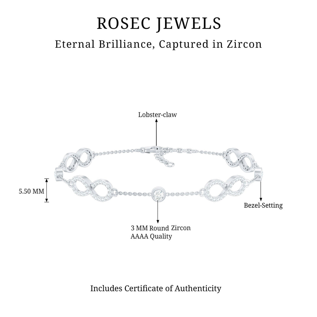 1.50 CT Zircon Infinity Station Chain Bracelet