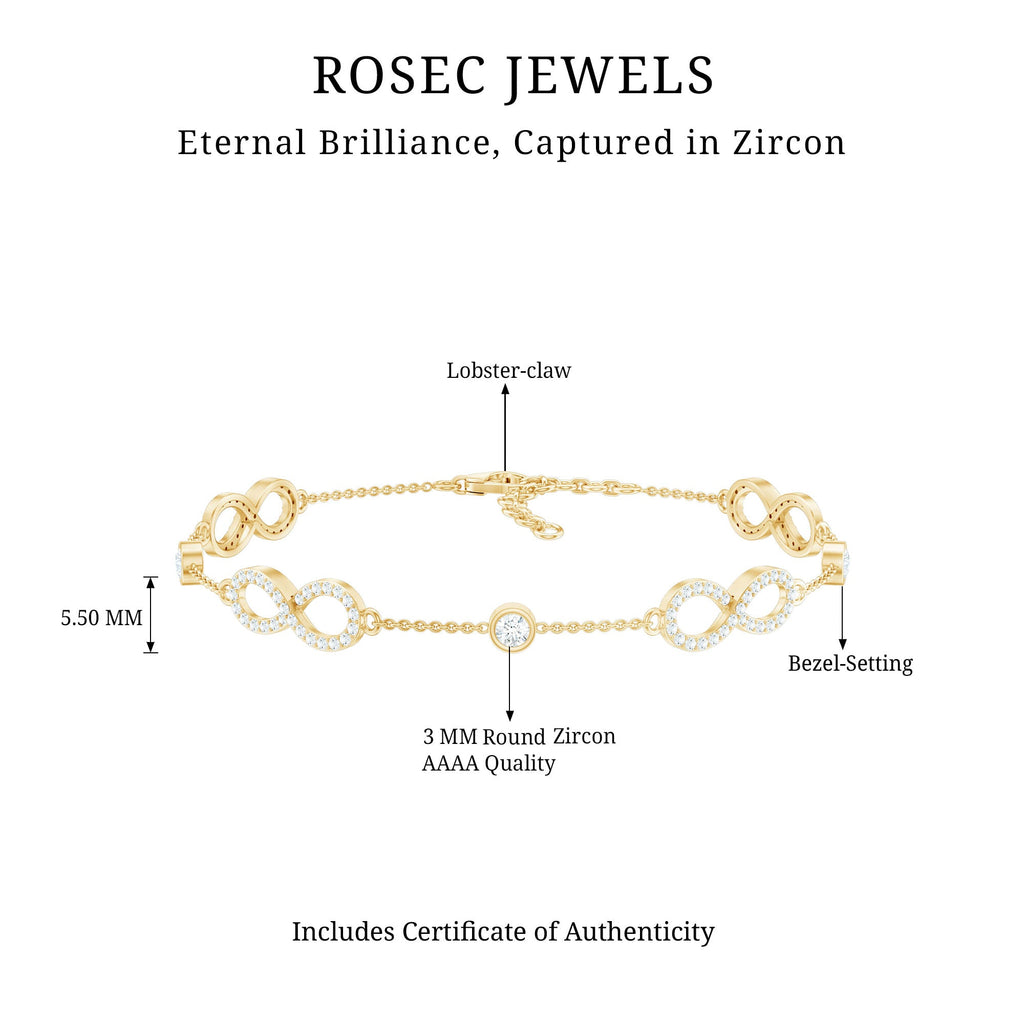 1.50 CT Zircon Infinity Station Chain Bracelet