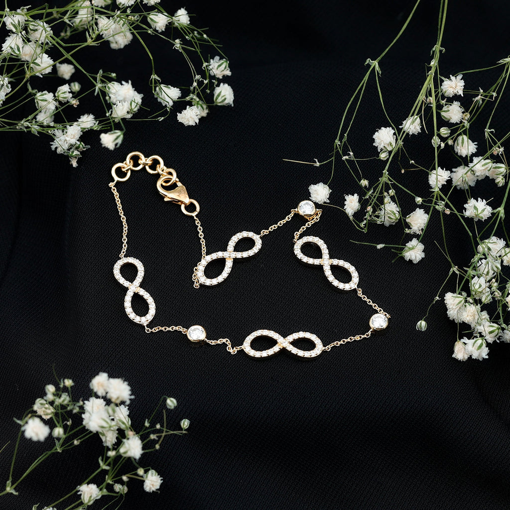 1.50 CT Zircon Infinity Station Chain Bracelet