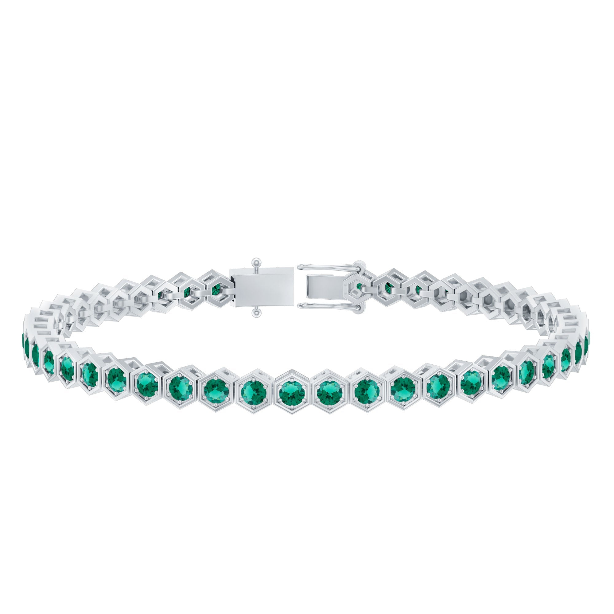 Certified 5.64 Carat Lab Grown Emerald Hexagon Tennis Bracelet for Women